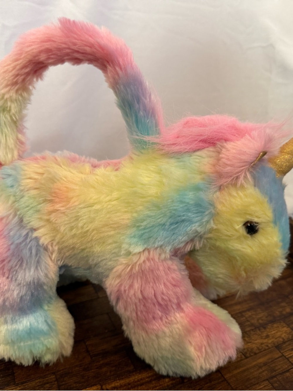 Pastel Rainbow Unicorn Plush Handbag - Multicolor Soft Toy Bag